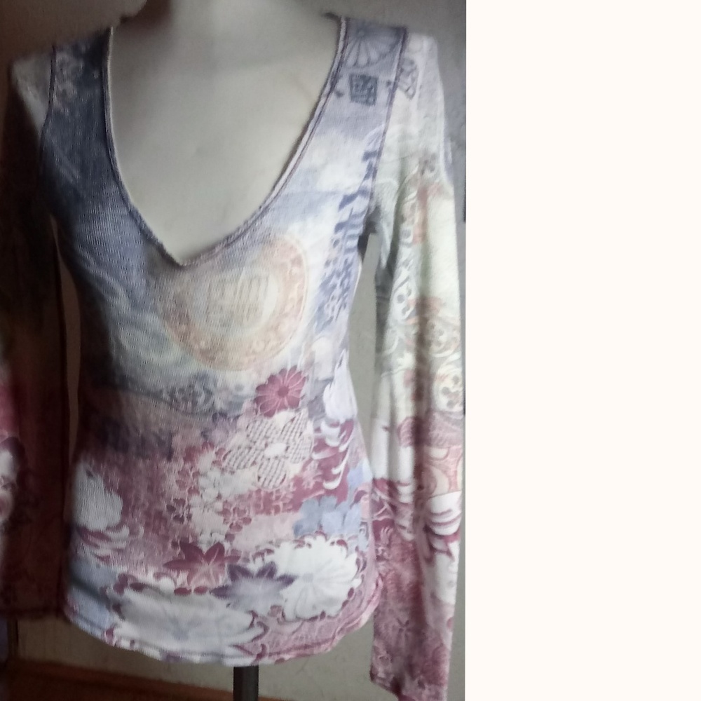 Lucky Tees Knit Long Sleeve Top Size L